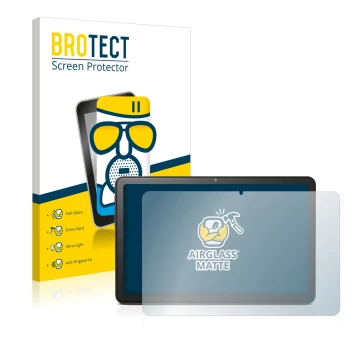 Vorderseite einer Produktverpackung mit dem Markenlogo BROTECT. Daneben ist das Gerät Doro Tablet 10.4