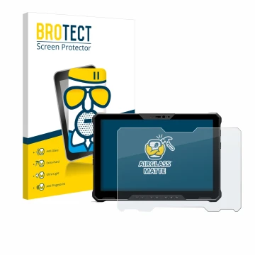 Vorderseite einer Produktverpackung mit dem Markenlogo BROTECT. Daneben ist das Gerät Dell Latitude 7230 Rugged Extreme mit de