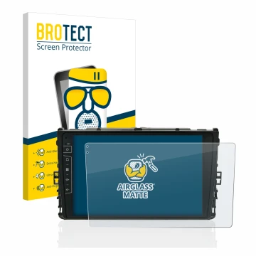 Vorderseite einer Produktverpackung mit dem Markenlogo BROTECT. Daneben ist das Gerät Dynavin D8-DF63 10.1