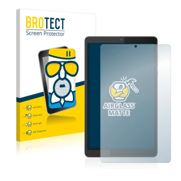 Vorderseite einer Produktverpackung mit dem Markenlogo BROTECT. Daneben ist das Gerät Lenovo Tab M8 (4. Gen.) mit dem zugehöri