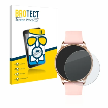 Vorderseite einer Produktverpackung mit dem Markenlogo BROTECT. Daneben ist das Gerät Levowatch F2 mit dem zugehörigen Display
