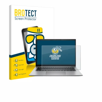 Vorderseite einer Produktverpackung mit dem Markenlogo BROTECT. Daneben ist das Gerät HP Zbook Firefly 14 G9 mit dem zugehörig