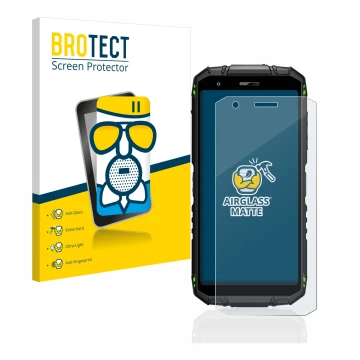 Vorderseite einer Produktverpackung mit dem Markenlogo BROTECT. Daneben ist das Gerät Doogee S41 Pro mit dem zugehörigen Displ