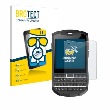 Vorderseite einer Produktverpackung mit dem Markenlogo BROTECT. Daneben ist das Gerät Unihertz Titan Pocket mit dem zugehörige