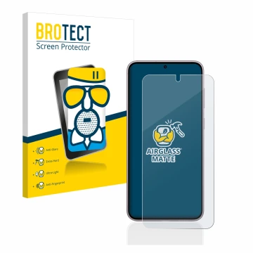 Vorderseite einer Produktverpackung mit dem Markenlogo BROTECT. Daneben ist das Gerät Samsung Galaxy S23 Enterprise Edition mi