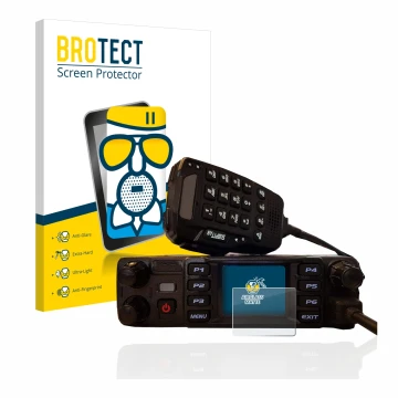 Vorderseite einer Produktverpackung mit dem Markenlogo BROTECT. Daneben ist das Gerät AnyTone AT-D578UV plus mit dem zugehörig