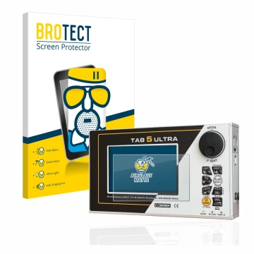 Vorderseite einer Produktverpackung mit dem Markenlogo BROTECT. Daneben ist das Gerät Rover TAB 5 ULTRA mit dem zugehörigen Di
