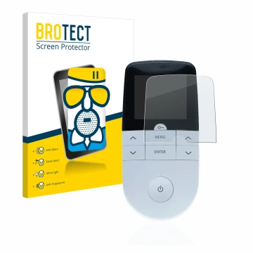 Vorderseite einer Produktverpackung mit dem Markenlogo BROTECT. Daneben ist das Gerät Beurer EM 49 Digital TENS/EMS mit dem zu