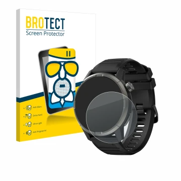 Vorderseite einer Produktverpackung mit dem Markenlogo BROTECT. Daneben ist das Gerät Kiprun GPS 900 by Coros mit dem zugehöri