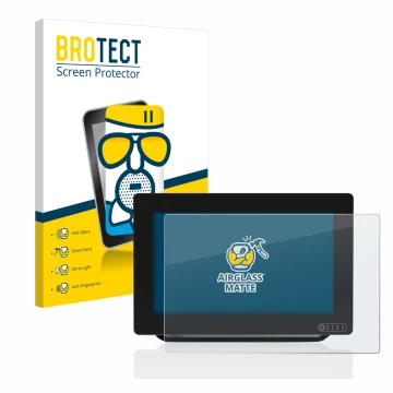 Vorderseite einer Produktverpackung mit dem Markenlogo BROTECT. Daneben ist das Gerät Raymarine Axiom 9 mit dem zugehörigen Di