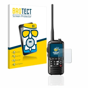 Vorderseite einer Produktverpackung mit dem Markenlogo BROTECT. Daneben ist das Gerät Standard Horizon HX890 mit dem zugehörig