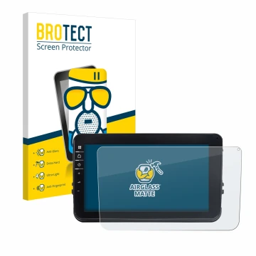 Vorderseite einer Produktverpackung mit dem Markenlogo BROTECT. Daneben ist das Gerät Dynavin D8-V8 8