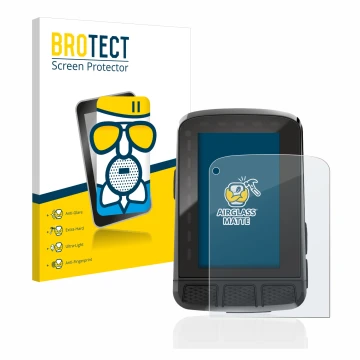 Vorderseite einer Produktverpackung mit dem Markenlogo BROTECT. Daneben ist das Gerät Wahoo Elemnt Roam 2 mit dem zugehörigen 