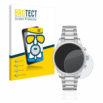Vorderseite einer Produktverpackung mit dem Markenlogo BROTECT. Daneben ist das Gerät Hugo Boss Chronograph 58114171 mit dem z