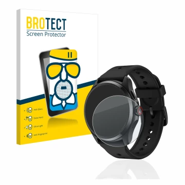 Vorderseite einer Produktverpackung mit dem Markenlogo BROTECT. Daneben ist das Gerät Mobvoi TicWatch Pro 5 mit dem zugehörige
