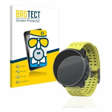 Vorderseite einer Produktverpackung mit dem Markenlogo BROTECT. Daneben ist das Gerät Suunto Vertical mit dem zugehörigen Disp