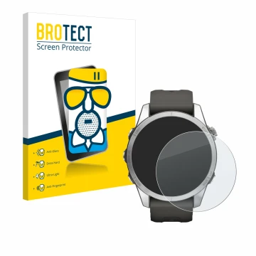 Vorderseite einer Produktverpackung mit dem Markenlogo BROTECT. Daneben ist das Gerät Garmin Fenix 7S Pro Solar (42 mm) mit de