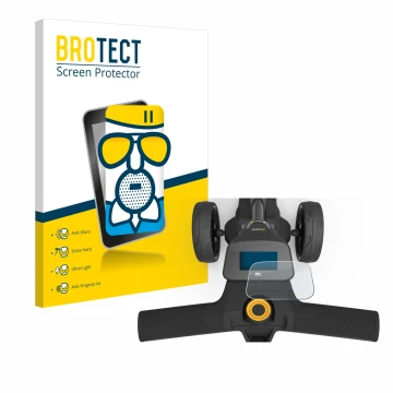 Vorderseite einer Produktverpackung mit dem Markenlogo BROTECT. Daneben ist das Gerät PowaKaddy FX3 mit dem zugehörigen Displa