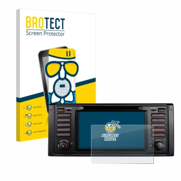 Vorderseite einer Produktverpackung mit dem Markenlogo BROTECT. Daneben ist das Gerät Xtrons IQ7039B mit dem zugehörigen Displ