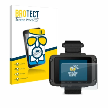 Vorderseite einer Produktverpackung mit dem Markenlogo BROTECT. Daneben ist das Gerät Garmin Foretrex 801 mit dem zugehörigen 