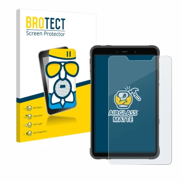 Vorderseite einer Produktverpackung mit dem Markenlogo BROTECT. Daneben ist das Gerät Ulefone Armor Pad 8 mit dem zugehörigen 