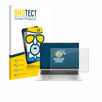 Vorderseite einer Produktverpackung mit dem Markenlogo BROTECT. Daneben ist das Gerät HP EliteBook 860 G10 mit dem zugehörigen
