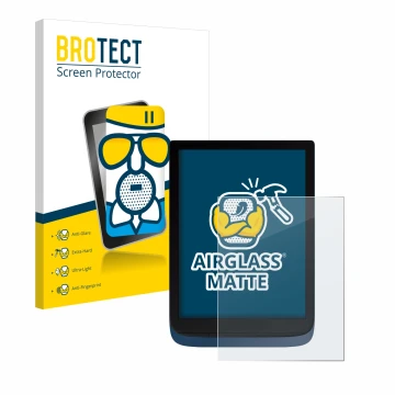 Vorderseite einer Produktverpackung mit dem Markenlogo BROTECT. Daneben ist das Gerät Vivlio InkPad 3 mit dem zugehörigen Disp