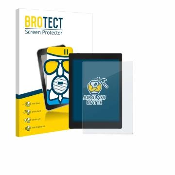 Vorderseite einer Produktverpackung mit dem Markenlogo BROTECT. Daneben ist das Gerät Boox Tab Mini C mit dem zugehörigen Disp