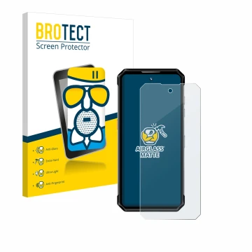 Vorderseite einer Produktverpackung mit dem Markenlogo BROTECT. Daneben ist das Gerät Oukitel WP21 Ultra mit dem zugehörigen D