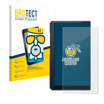 Vorderseite einer Produktverpackung mit dem Markenlogo BROTECT. Daneben ist das Gerät FiiO M11s mit dem zugehörigen Displaysch