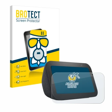 Vorderseite einer Produktverpackung mit dem Markenlogo BROTECT. Daneben ist das Gerät Amazon Echo Show 5 (3. Gen.) mit dem zug