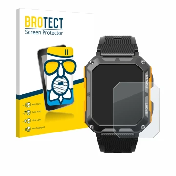 Vorderseite einer Produktverpackung mit dem Markenlogo BROTECT. Daneben ist das Gerät Njord Gear The Indestructible Smartwatch