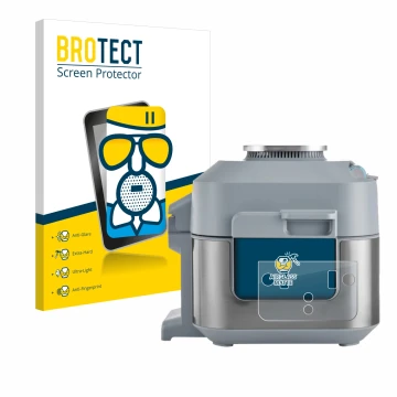 Vorderseite einer Produktverpackung mit dem Markenlogo BROTECT. Daneben ist das Gerät Ninja Speedi Rapid Cooking System mit de