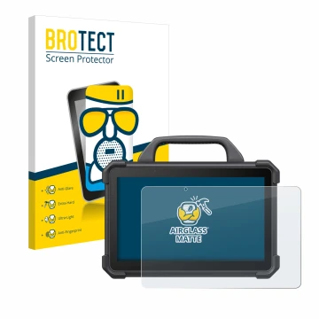 Vorderseite einer Produktverpackung mit dem Markenlogo BROTECT. Daneben ist das Gerät Launch X-431 Tab VII (Tab 7) Elite mit d