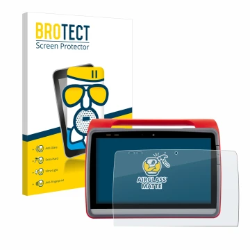 Vorderseite einer Produktverpackung mit dem Markenlogo BROTECT. Daneben ist das Gerät medDV NIDApad mit dem zugehörigen Displa