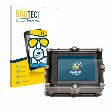 Vorderseite einer Produktverpackung mit dem Markenlogo BROTECT. Daneben ist das Gerät Shearwater Petrel 2 dive computer mit de