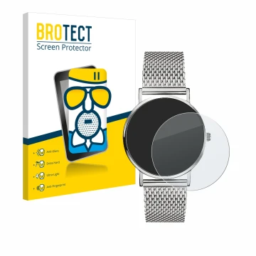 Vorderseite einer Produktverpackung mit dem Markenlogo BROTECT. Daneben ist das Gerät Liebeskind New Case Mesh (34 mm) mit dem