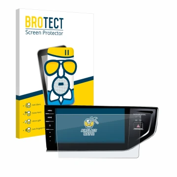 Vorderseite einer Produktverpackung mit dem Markenlogo BROTECT. Daneben ist das Gerät Volkswagen Polo VI Discover Pro 9,2
