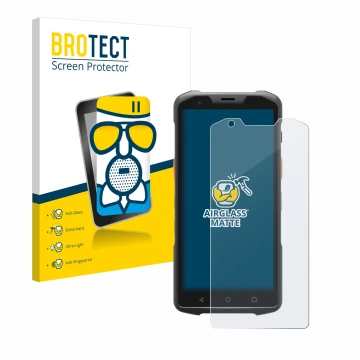 Vorderseite einer Produktverpackung mit dem Markenlogo BROTECT. Daneben ist das Gerät Sunmi L2H mit dem zugehörigen Displaysch
