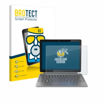 Vorderseite einer Produktverpackung mit dem Markenlogo BROTECT. Daneben ist das Gerät Alldocube iWork 20 Pro mit dem zugehörig