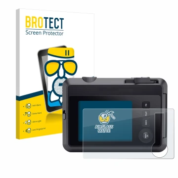 Vorderseite einer Produktverpackung mit dem Markenlogo BROTECT. Daneben ist das Gerät Leica SOFORT 2 mit dem zugehörigen Displ