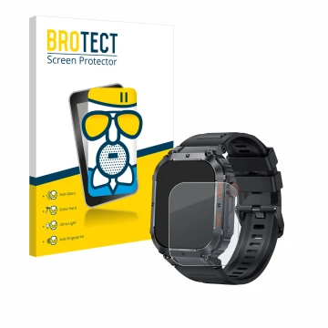 Vorderseite einer Produktverpackung mit dem Markenlogo BROTECT. Daneben ist das Gerät GaWear K57PRO 1.96