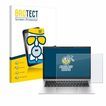 Vorderseite einer Produktverpackung mit dem Markenlogo BROTECT. Daneben ist das Gerät HP EliteBook 840 G10 mit dem zugehörigen