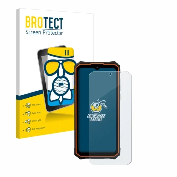Vorderseite einer Produktverpackung mit dem Markenlogo BROTECT. Daneben ist das Gerät Hotwav Cyber 13 Pro mit dem zugehörigen 