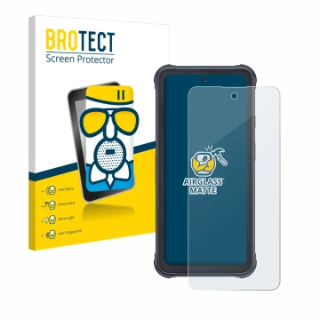 Vorderseite einer Produktverpackung mit dem Markenlogo BROTECT. Daneben ist das Gerät Cubot King Kong 8 mit dem zugehörigen Di