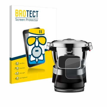 Vorderseite einer Produktverpackung mit dem Markenlogo BROTECT. Daneben ist das Gerät WMF Avantgarde mit dem zugehörigen Displ
