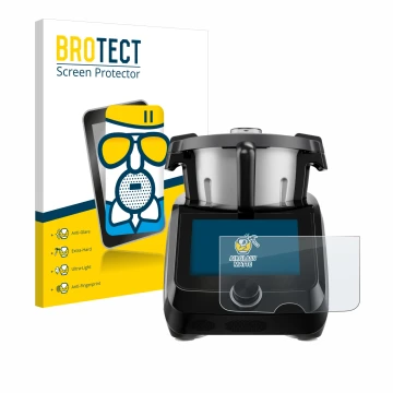 Vorderseite einer Produktverpackung mit dem Markenlogo BROTECT. Daneben ist das Gerät SilverCrest Monsieur Cuisine Smart BLACK