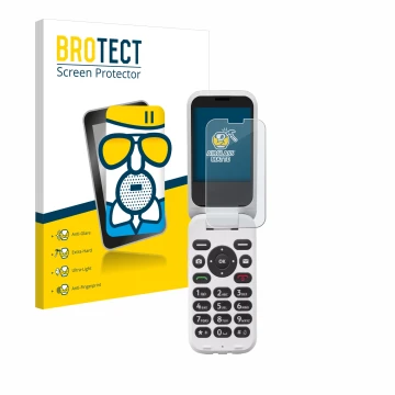 Vorderseite einer Produktverpackung mit dem Markenlogo BROTECT. Daneben ist das Gerät Doro 6820 mit dem zugehörigen Displaysch