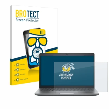 Vorderseite einer Produktverpackung mit dem Markenlogo BROTECT. Daneben ist das Gerät Dell Precision 3480 mit dem zugehörigen 