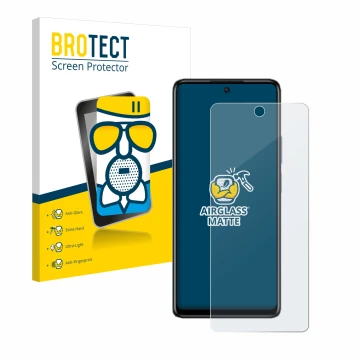 Vorderseite einer Produktverpackung mit dem Markenlogo BROTECT. Daneben ist das Gerät Infinix Hot 40 Pro mit dem zugehörigen D